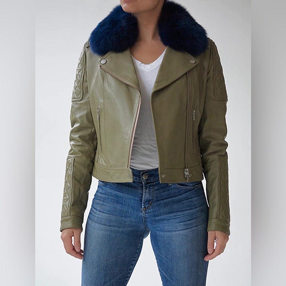 SIPOS New York leather jacket with fur collar new with tags